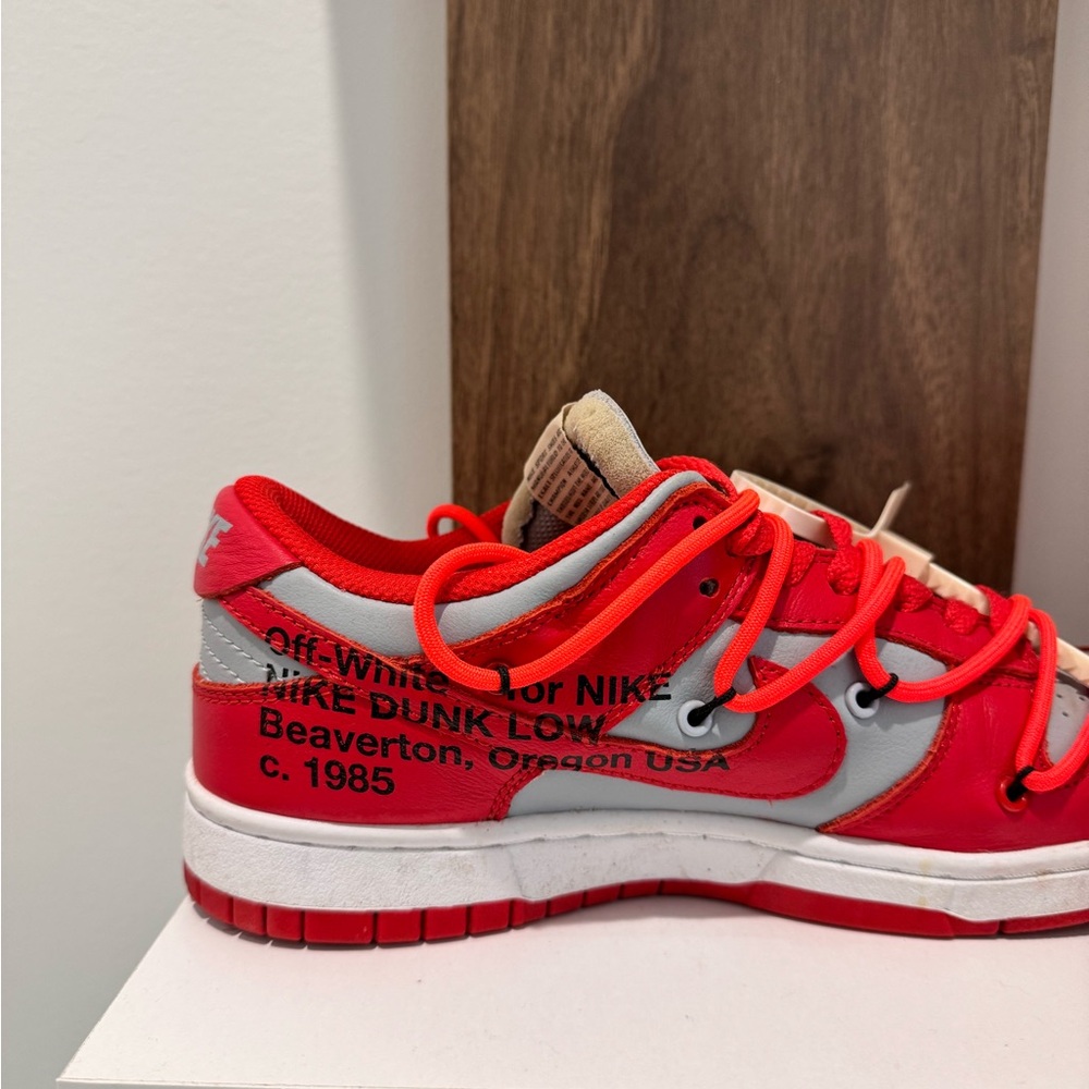Nike Dunk Low Off-White University Red Men Shoe - Picture 3 of 3